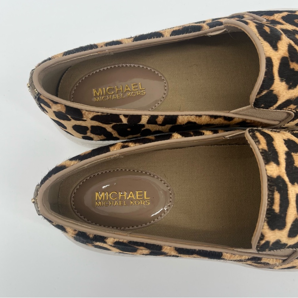 NEW Michael Kors Keaton Leopard Calf Hair Slip-On Sneaker Women’s Size 8 - Picture 6 of 9